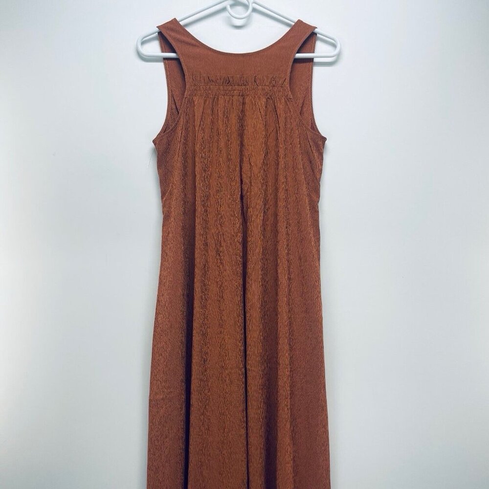 Athleta Midi Dress Sz S Womens Brown Echo Copper Sleeveless Casual Breathable - Picture 9 of 9